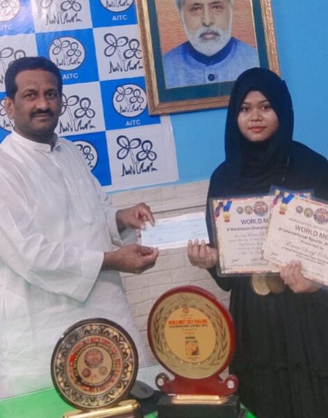 TMC Councillor Iqbal Ahmed Felicitates Erum Seraj, As she Receives Black Belt at World Meet 2023, Bangkok