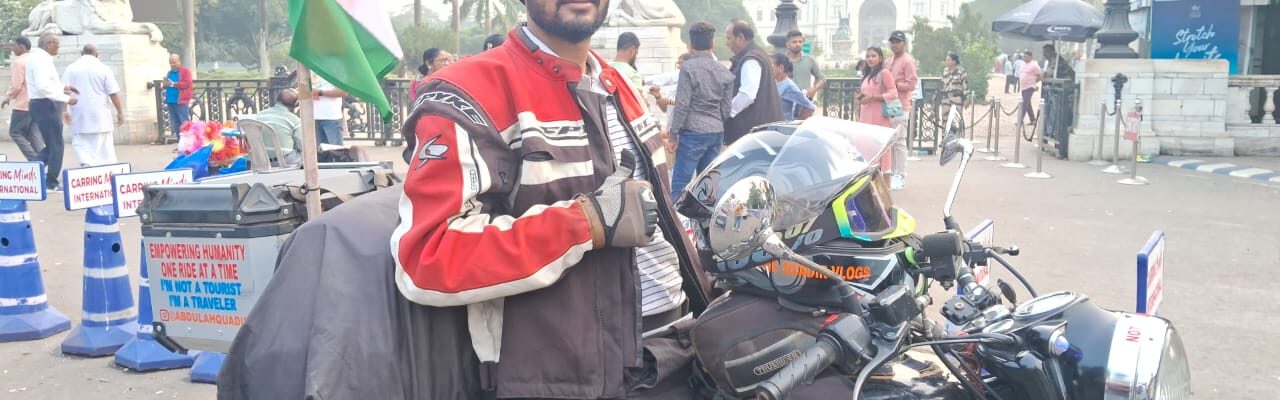 Motorcyclist Abdul Qadir finally Reaches Kolkata after months of journey