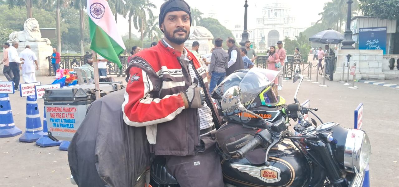 Motorcyclist Abdul Qadir finally Reaches Kolkata after months of journey