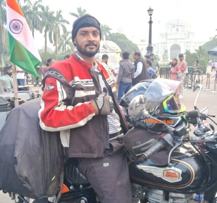 Motorcyclist Abdul Qadir finally Reaches Kolkata after months of journey